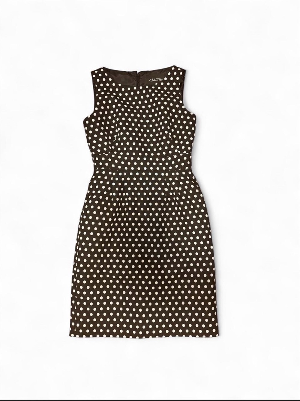 Sleeveless Black Polka Dot Midi Dress - White Dots